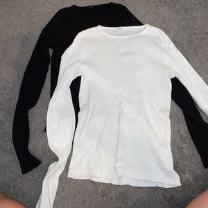 2 basic ribbed brandy long sleeve tops